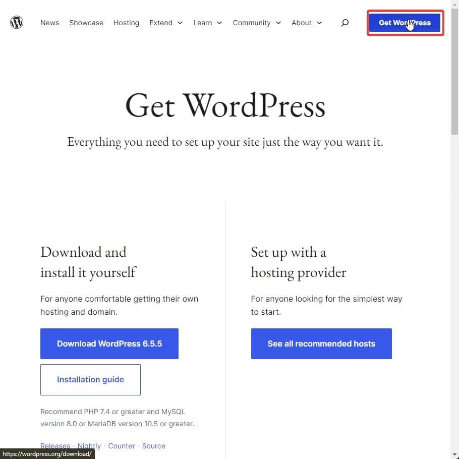 WordPress letöltése