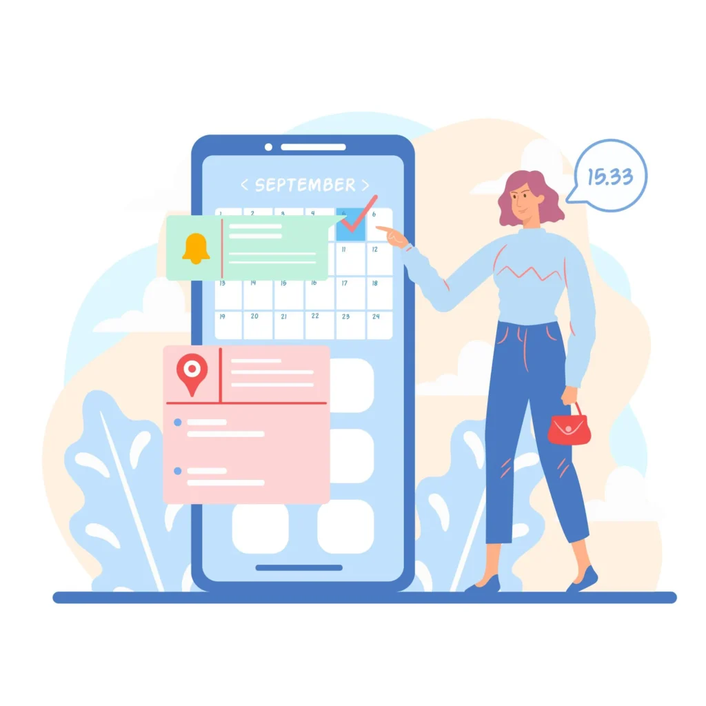 Online időpontfoglaló rendszer működése ügyféltől a foglalási felületig és a szolgáltató naptáráig folyamatábrán.